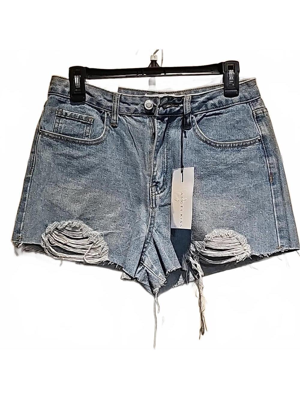 Angel Kiss rhinestone studded denim cut off shorts size 28